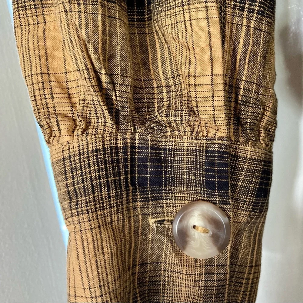 Free People English Rose Plaid Linen Blend Mini Dress Women's Size 0/UK4